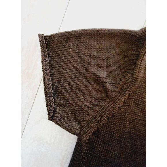 Jones & Co. L Short Sleeve Sweater Chocolate Brown Stretch Soft Knit‎ - Picture 2 of 4